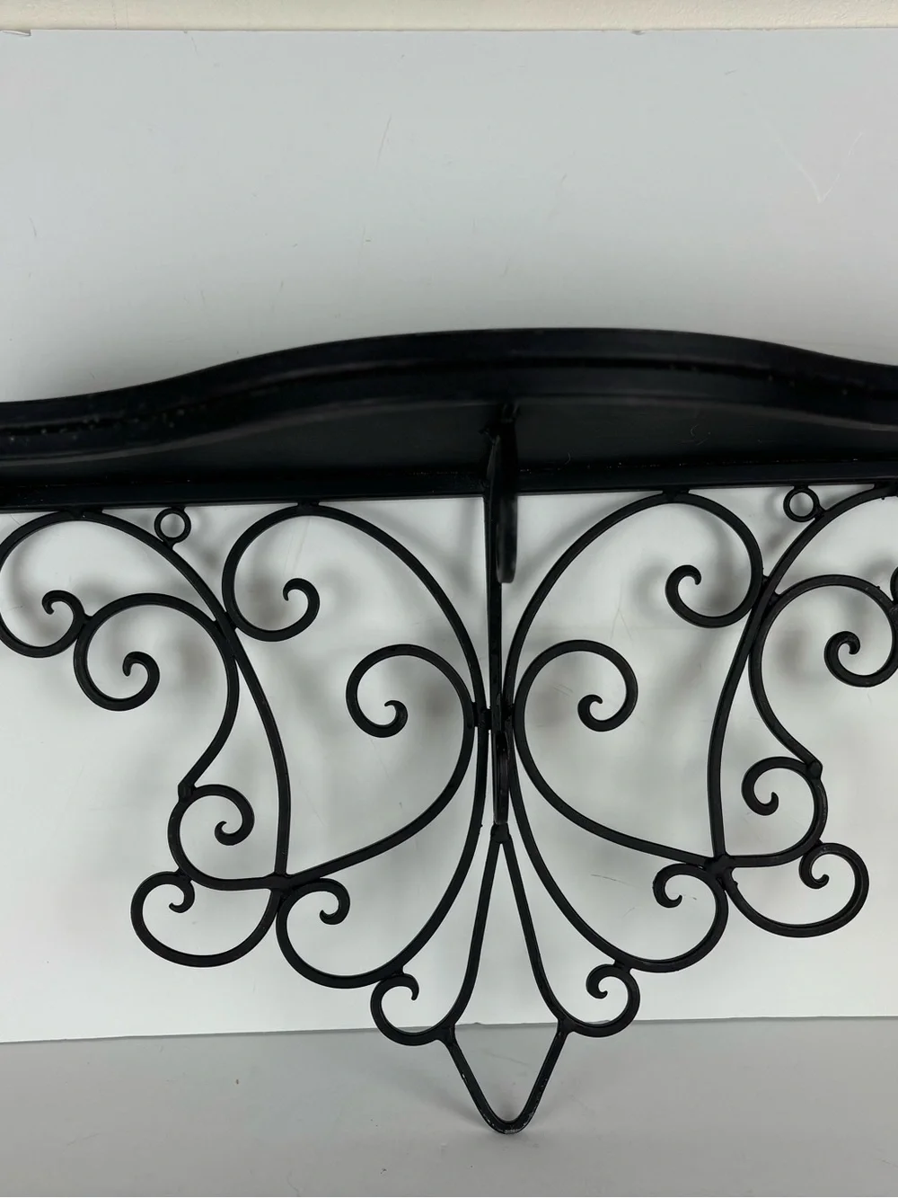 Large Metal Ornate Filigree Wall Shelf/Black Finish